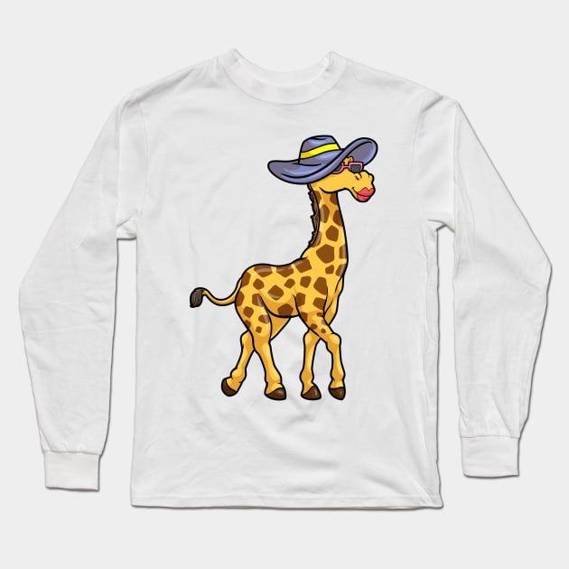 Giraffe with Hat Long Sleeve T-Shirt by Markus Schnabel
